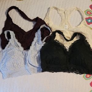 Lot of 4 bralettes by Aerie and Maurice's.